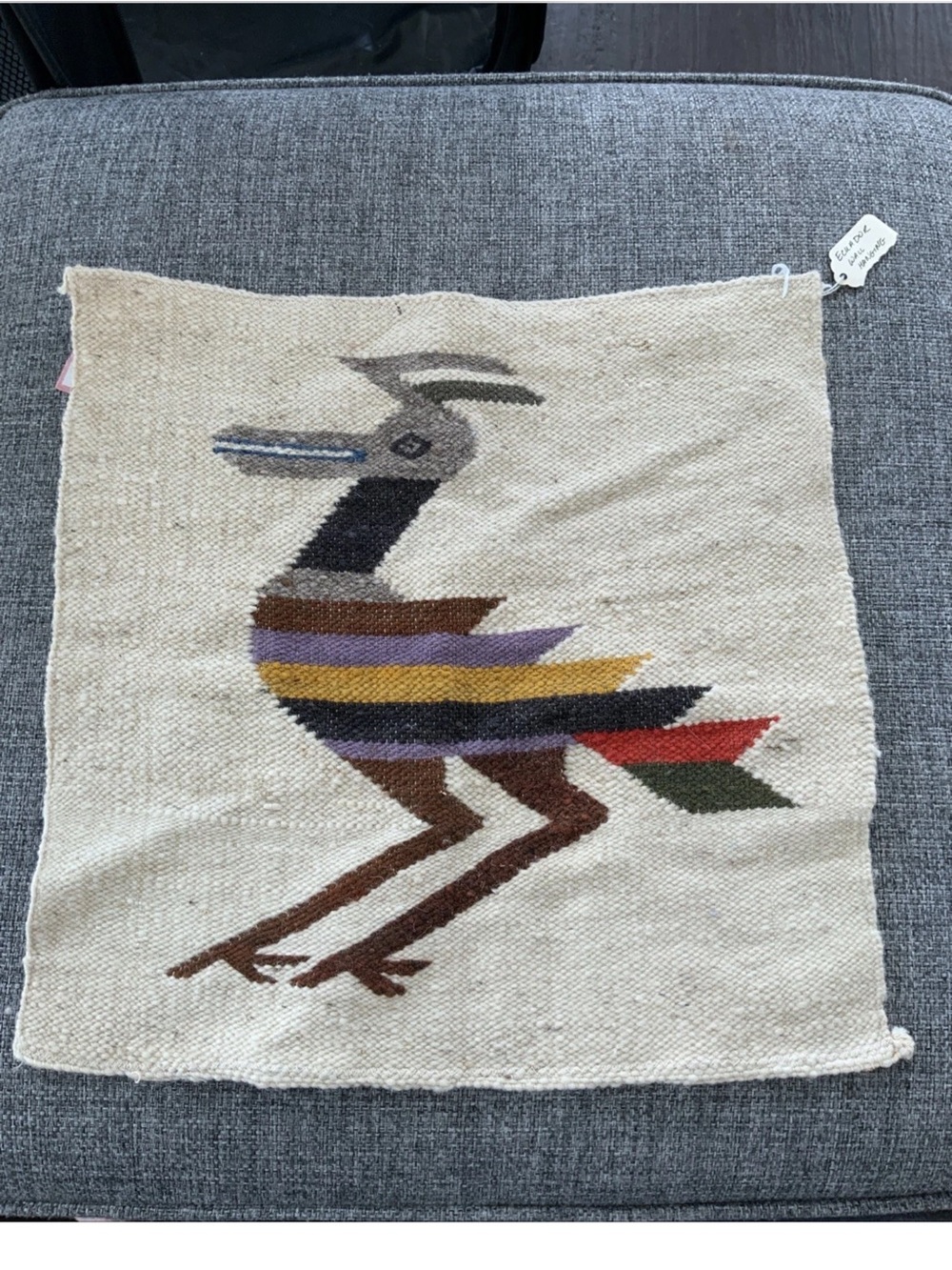 Vintage Vikinca Native South American Textile Art Woven Wool AZTEC Folk Art Bird